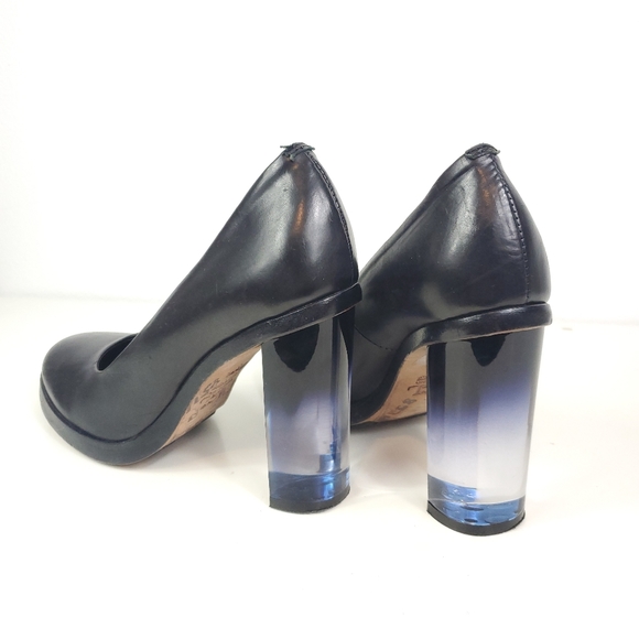 Black Leather AGL See Through Block Heel - Picture 6 of 9